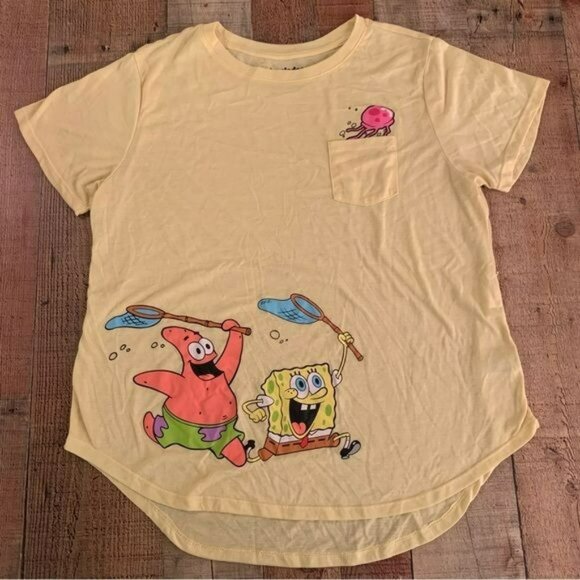 Spongebob Squarepants Yellow graphic t-shirt girl’s youth juniors XXL - Picture 1 of 8